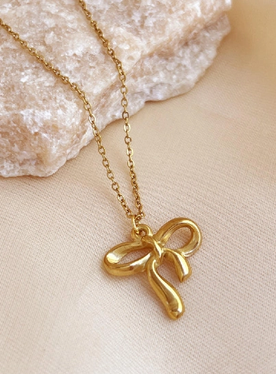 Bow Necklace 316L anti tarnish stainless steel Necklaces