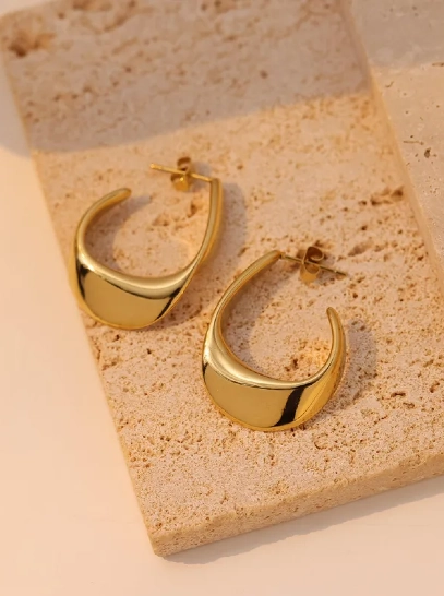 Casual Vintage Style Simple Style Twisted Solid Color  Stainless Steel  Gold Plated Ear Studs 316L anti tarnish stainless steel Earrings