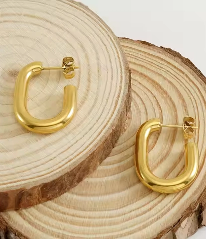 Classic u-shaped  thick Hoop Earring Stainless Steel 316L anti tarnish jewellery