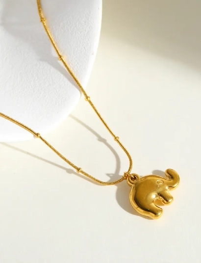 Elephant charm necklace 316L anti tarnish stainless steel Necklaces