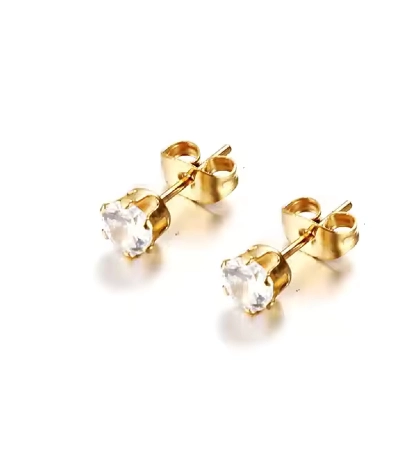 Minimalist Diamond Style Cubic Zircon Studded Stainless Steel Earrings 316L anti tarnish stainless steel Earrings