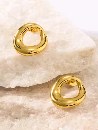 Minimalistic Glossy Holo Circle Stud Earring Stainless Steel 316L anti tarnish stainless steel Earrings