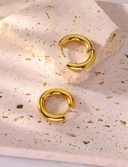 Polished Circle Hoop Earring Stainless Steel 316L anti tarnish stainless steel Earrings