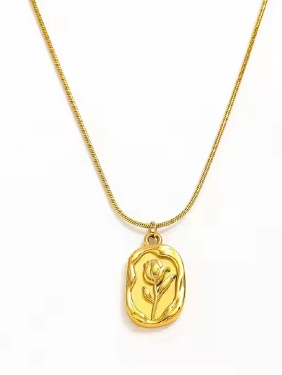 Rose Flower Irregular Pendent Stainless Steel 316L anti tarnish stainless steel Necklaces