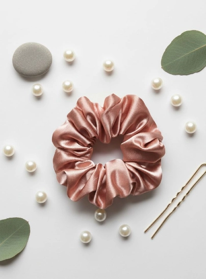 Satin Scrunchie-Baby Pink 316L anti tarnish stainless steel Scrunchies