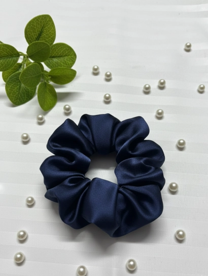 Satin Scrunchie-Dark Blue 316L anti tarnish stainless steel Scrunchies