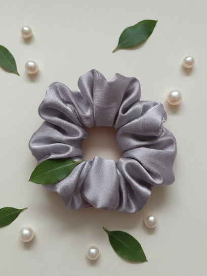 Satin Scrunchie-Metallic Grey 316L anti tarnish stainless steel Scrunchies