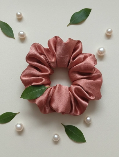 Satin Scrunchies-Metallic Cofee Brown 316L anti tarnish jewellery