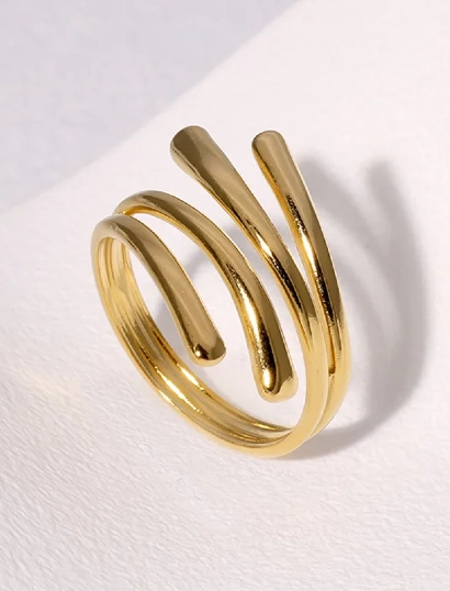 Stainless Steel 18K Gold Plated Open Rings  geometeric line 316L anti tarnish stainless steel Rings