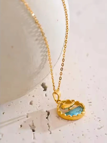 Stainless Steel blue whale necklace  316L anti tarnish stainless steel Necklaces