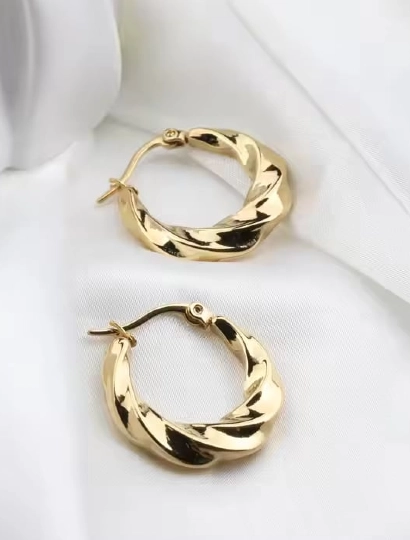 Stainless steel Wave  Swirl Hoop Earring  316L anti tarnish stainless steel Earrings
