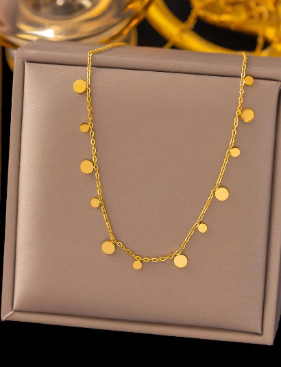 Vintage Circle drop charm Necklace 316L anti tarnish stainless steel Necklaces