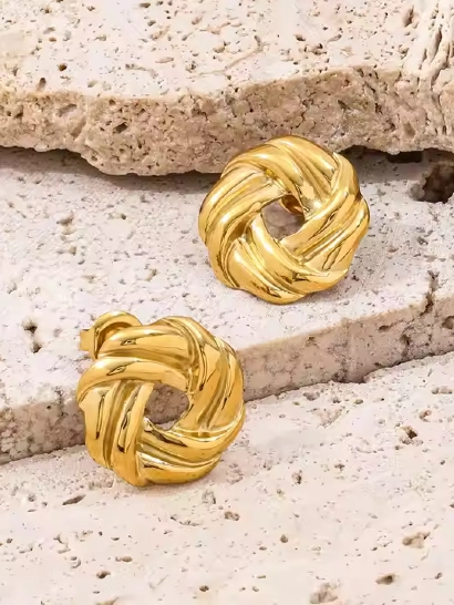 Vintage Dainty Woven Twisted Stud Earring Stainless Steel 316L anti tarnish stainless steel Earrings