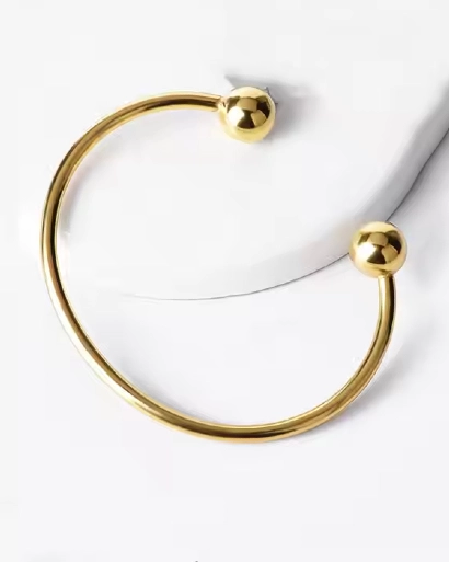 Vintage Double Ball Stainless Steel Bangle 316L anti tarnish jewellery